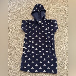Monica‎ + Andy Hooded Towel Coverup Sailboats Nautical Short Sleeve Size 4-5T